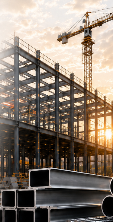 Steel-framed construction under way